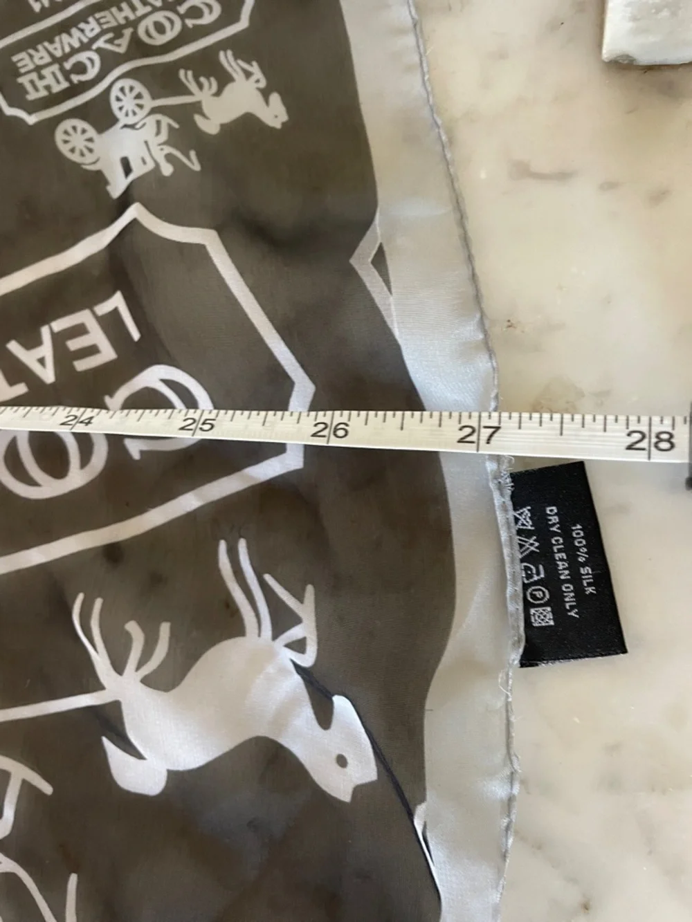 COACH Black and White Logo Horse & Carriage Print Silk Oblong Scarf